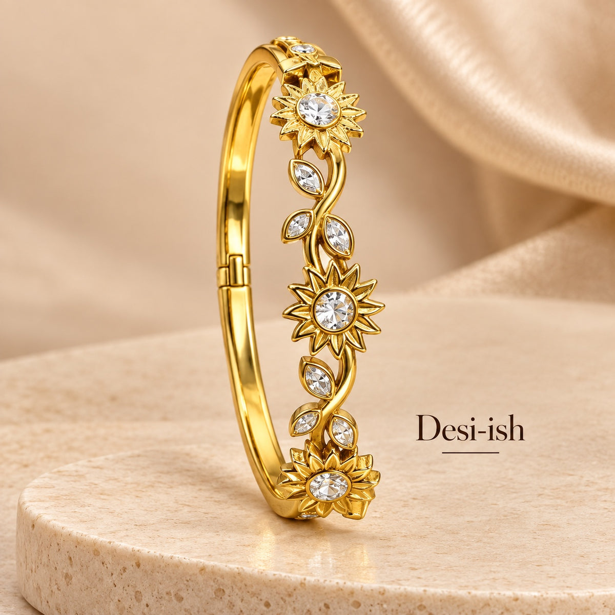 Desi-ish Anti Tarnish Kada Bloom Crystal White