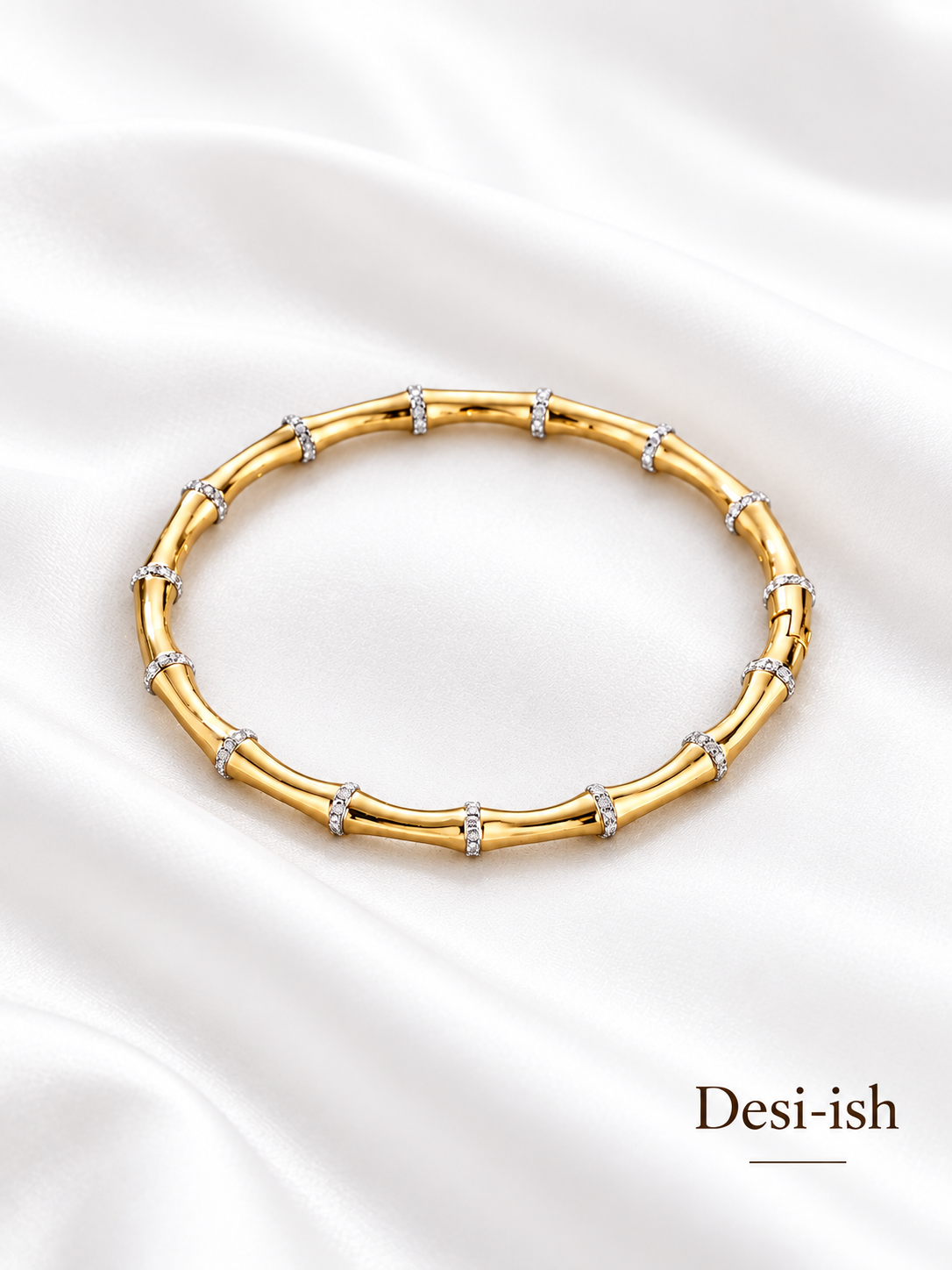 Crystal Halo Anti-Tarnish Kada on white satin