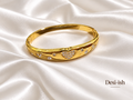 Crystal heart anti-tarnish kada on white satin