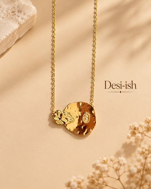 Desi-ish Abstract Charm Anti-Tarnish Necklace flat lay