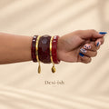 Desi-ish burgundy resin statement bangle stack of 5