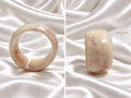Desi-ish chunky marbled resin bangle in Blush Ivory, front and side views
