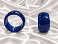 Desi-ish chunky marbled resin bangle in Cobalt Blue, front and side views