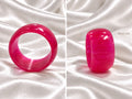 Desi-ish chunky marbled resin bangle in Hot Pink, front and side views