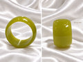 Desi-ish chunky marbled resin bangle in Lime Green, front and side views