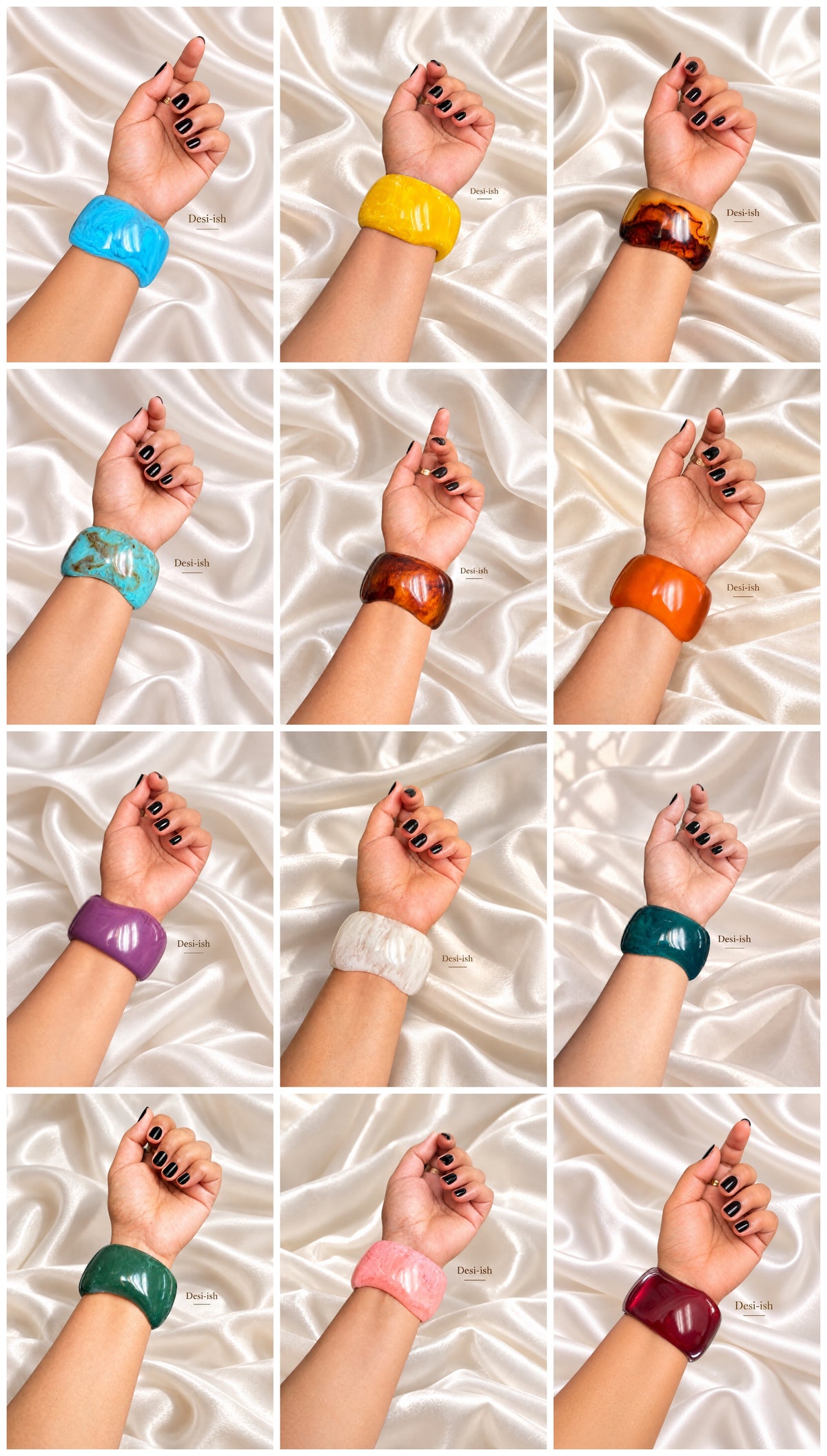 Desi-ish chunky resin bangles - 12 colours