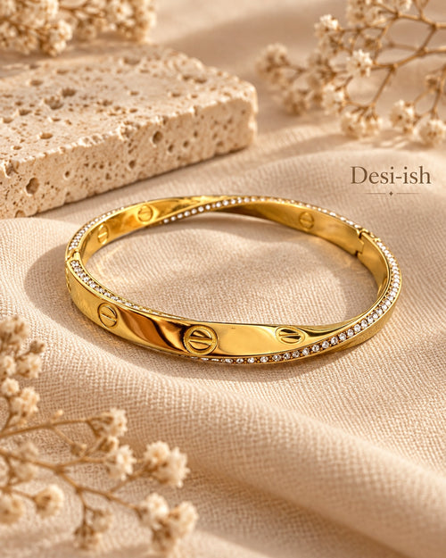 Desi-ish crystal edge screw anti-tarnish kada