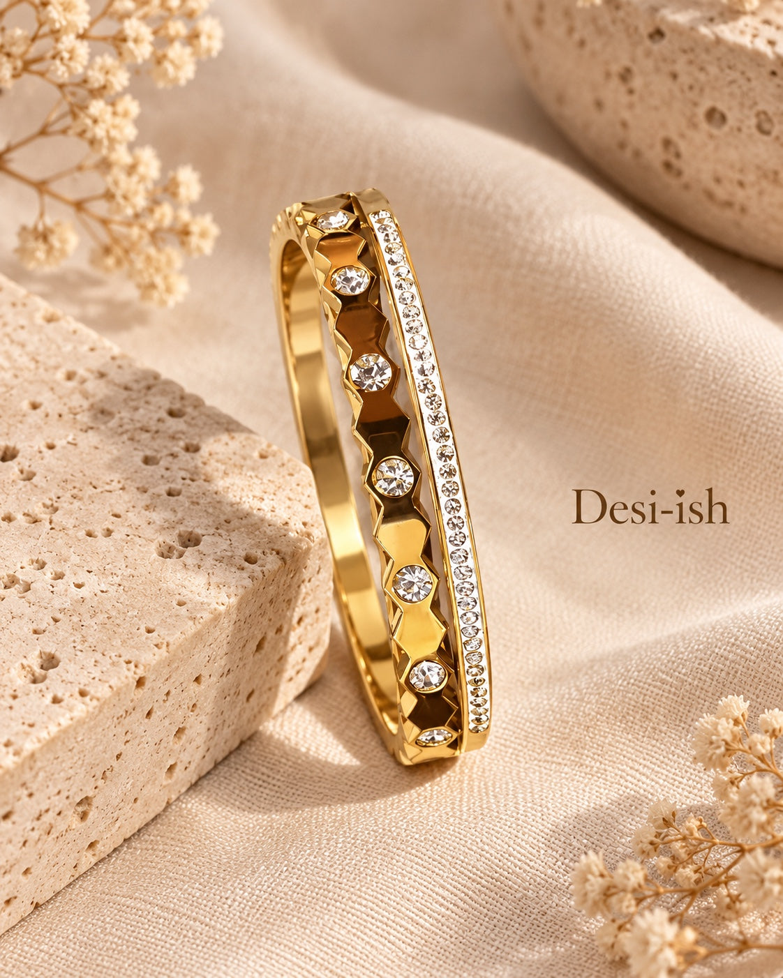 Desi-ish crystal ridge anti-tarnish kada