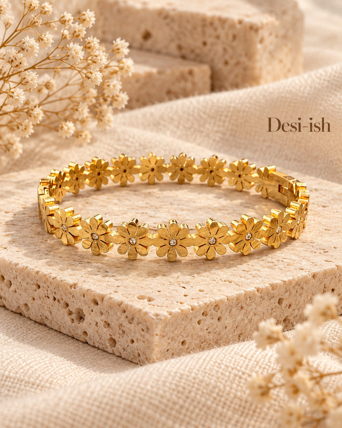 Desi-ish daisy crystal anti-tarnish bangle