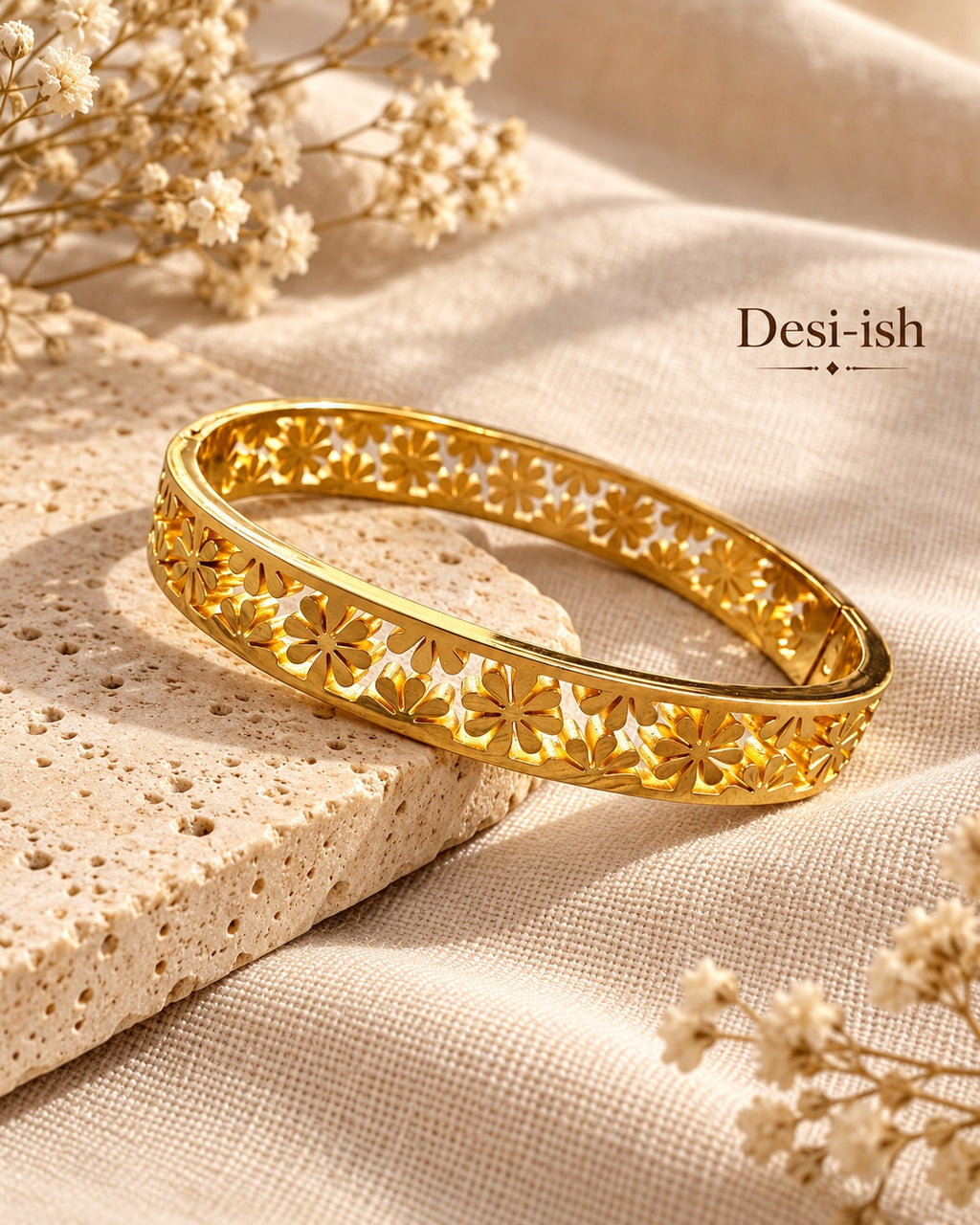 Desi-ish floral cut-out anti-tarnish bangle