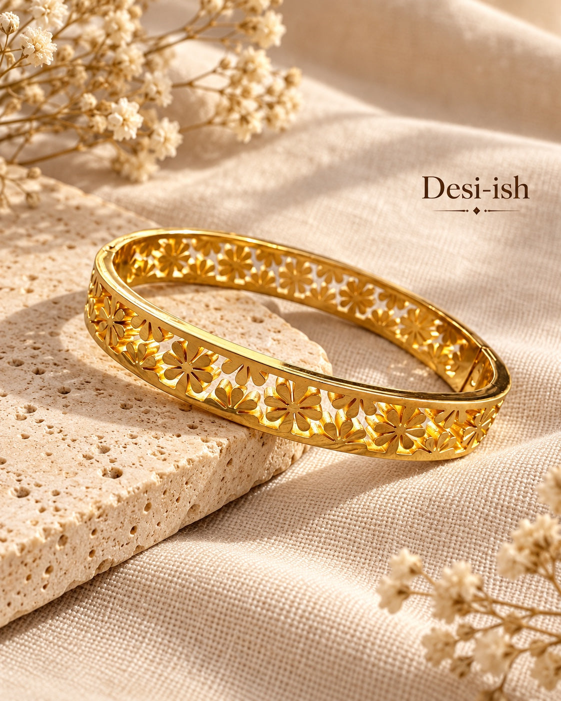 Desi-ish floral cut-out anti-tarnish bangle