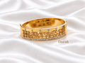 Floral lace crystal gold-tone kada on white satin