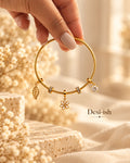 Desi-ish floral leaf charm anti-tarnish bracelet