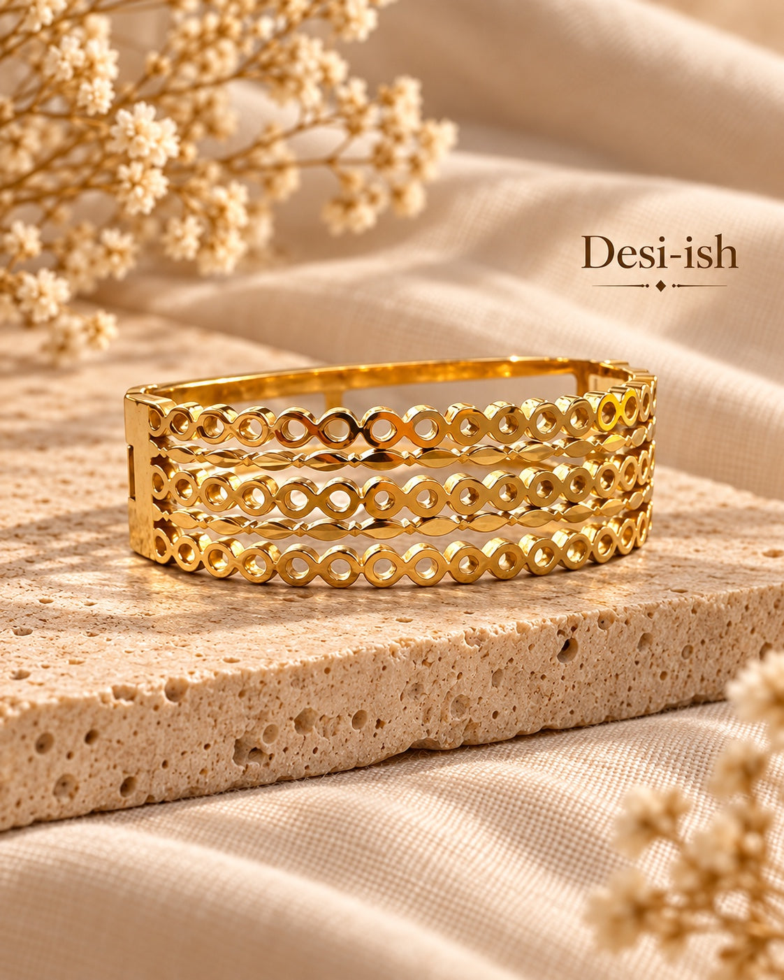 Desi-ish geometric loop anti-tarnish kada