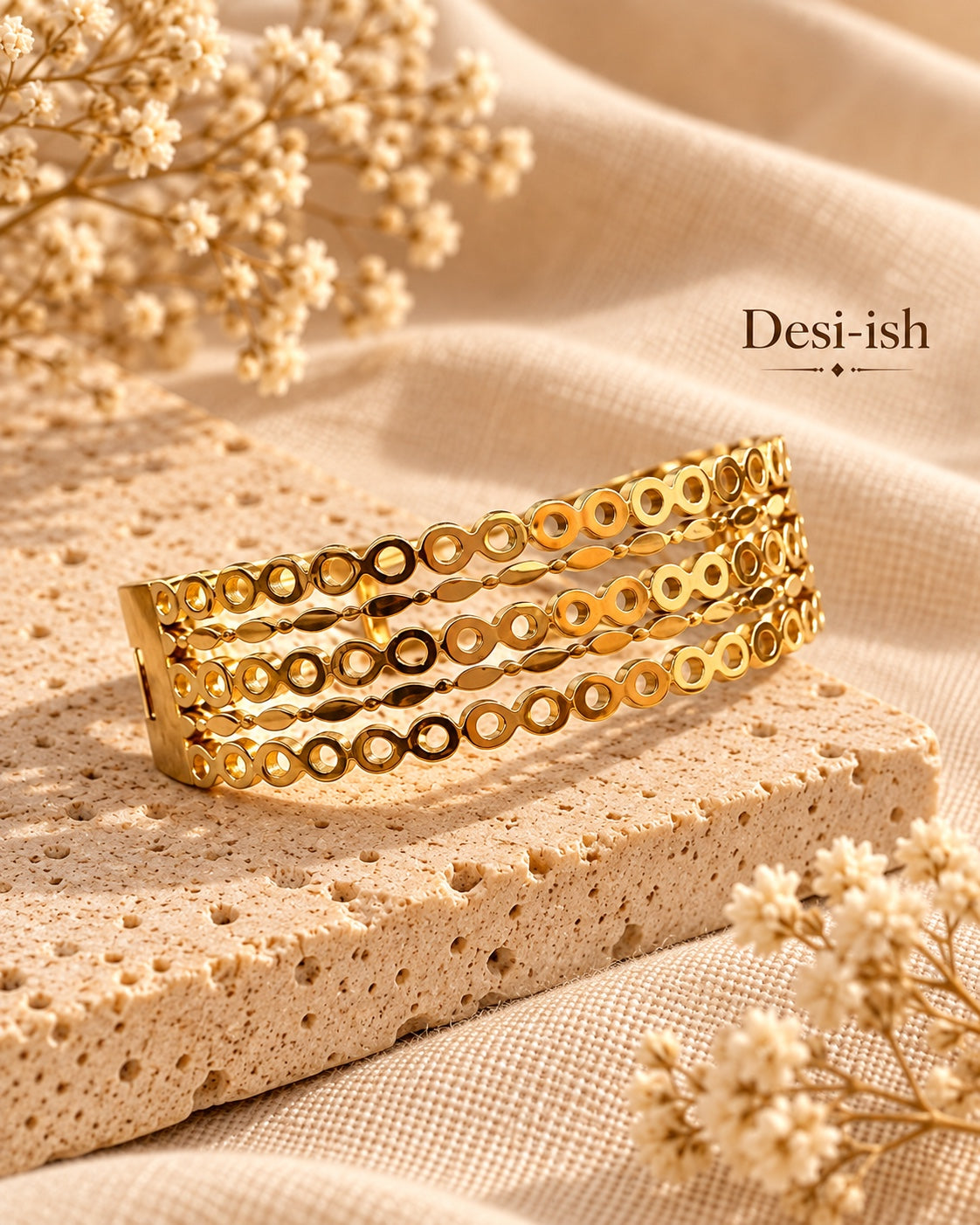 Desi-ish geometric loop anti-tarnish kada side view