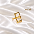 Hammered Rectangle Anti-Tarnish Adjustable Ring