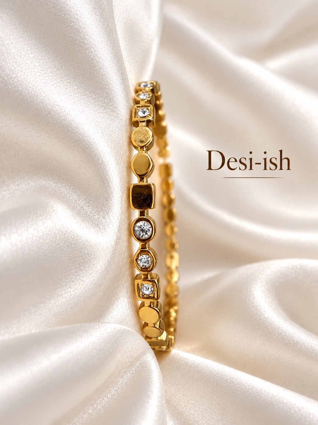Clear crystal kada upright on white satin