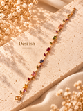 Multicolour Stone Tulip Anti-Tarnish Bracelet by Desi-ish