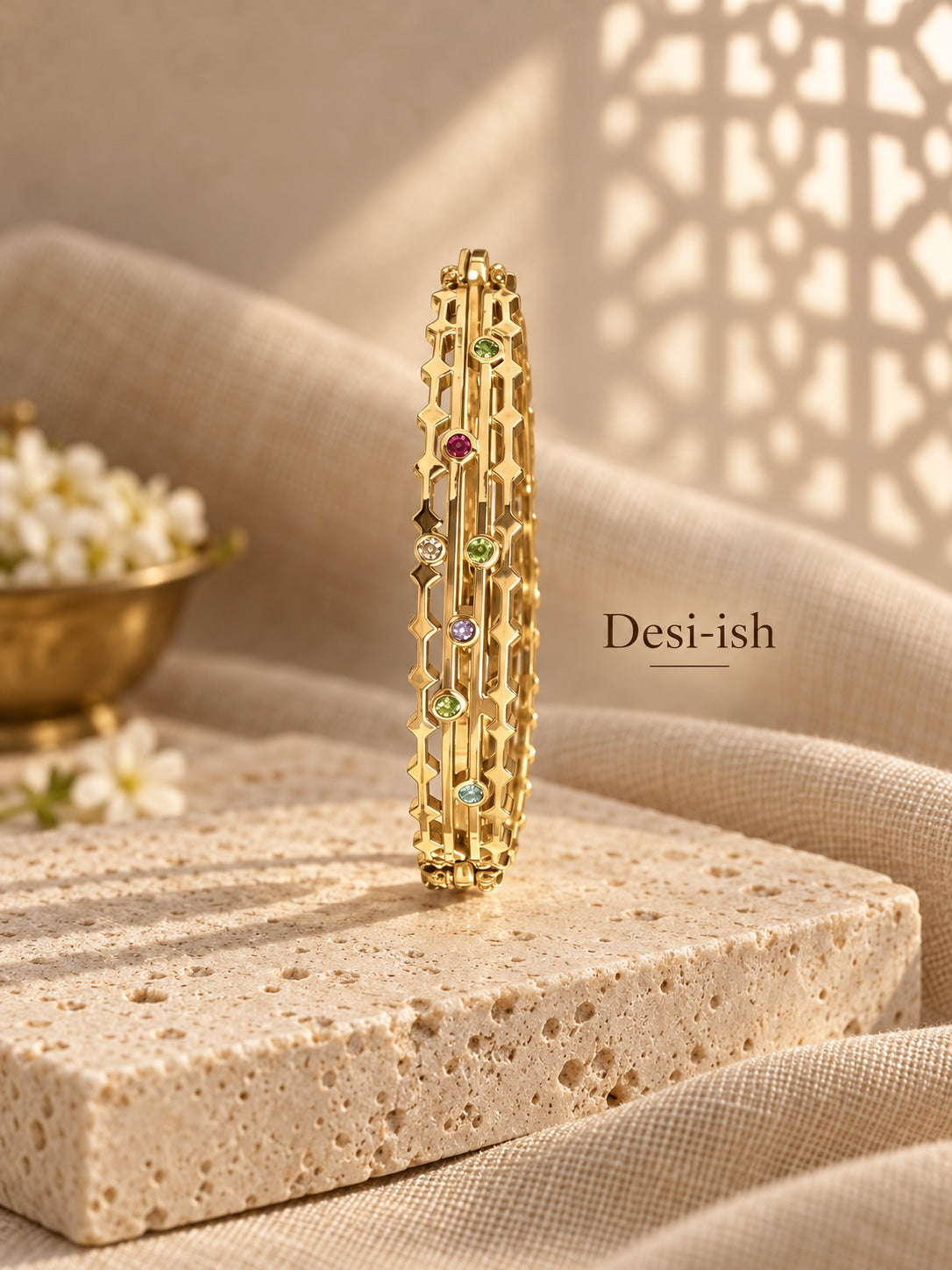 Desi-ish multicolour geometric anti-tarnish kada