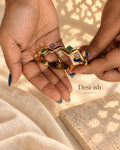 Desi-ish multicolour square stone wave anti-tarnish kada