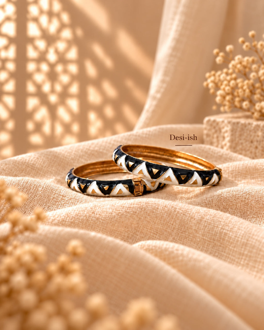 Desi-ish Navratri enamel bangle in black and white