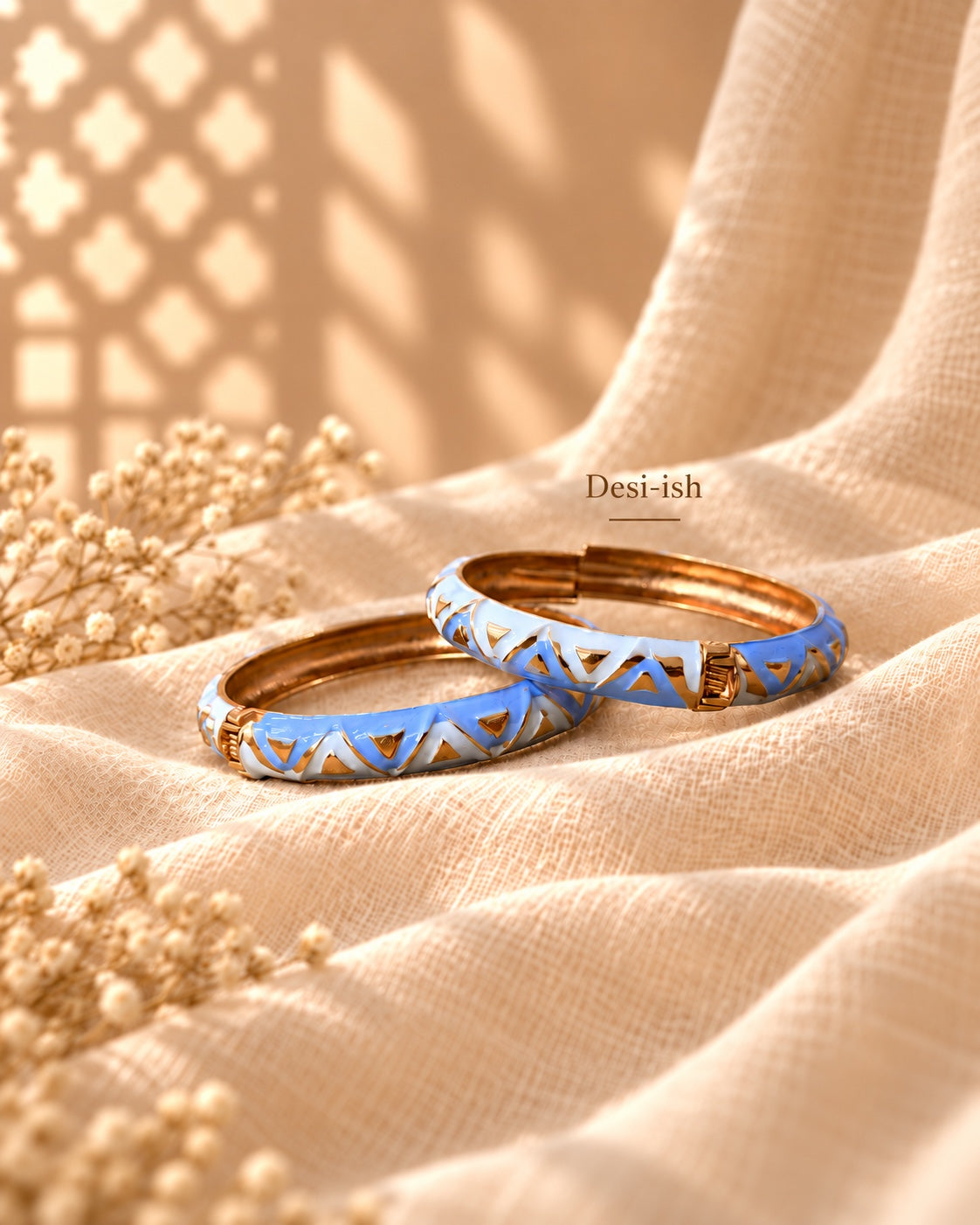 Desi-ish Navratri enamel bangle in blue and white