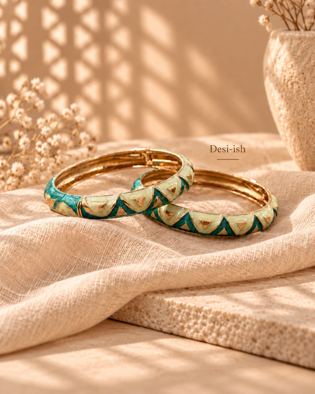 Desi-ish Navratri enamel bangle in green and mint