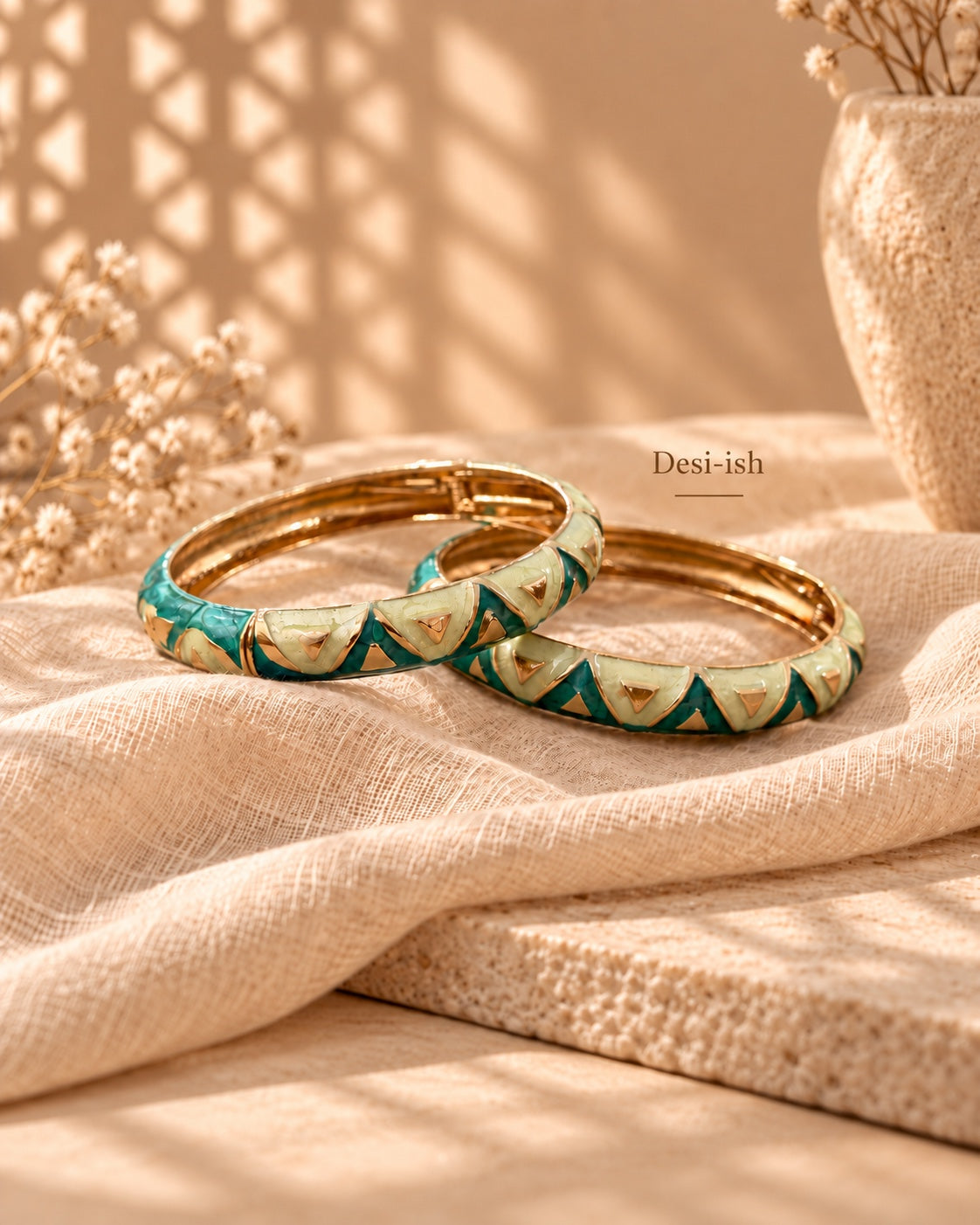 Desi-ish Navratri enamel bangle in green and mint