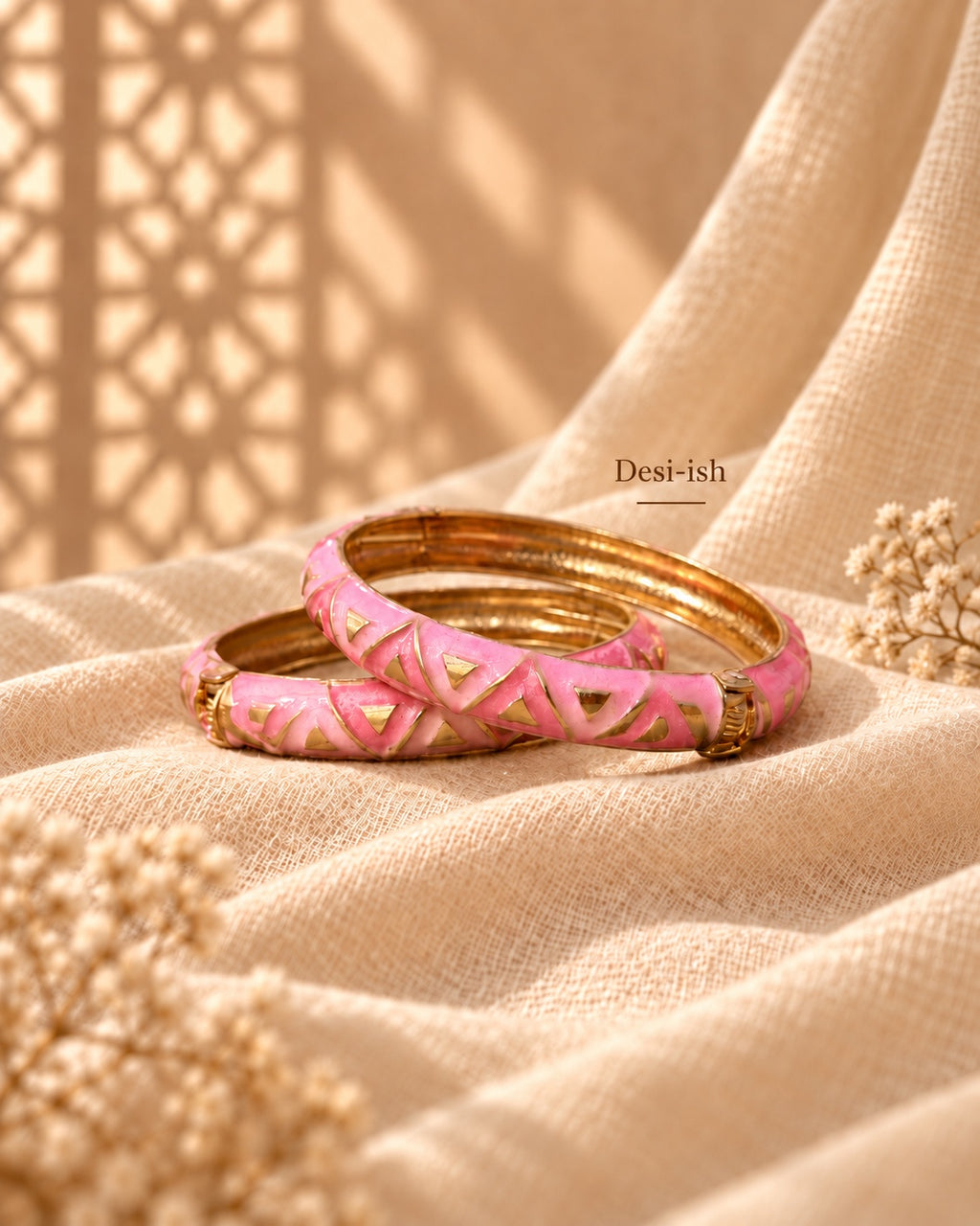 Desi-ish Navratri enamel bangle in pink