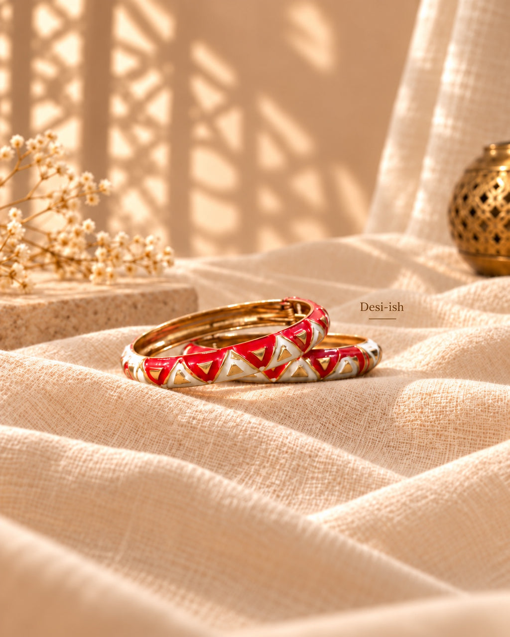 Desi-ish Navratri enamel bangle in red and white