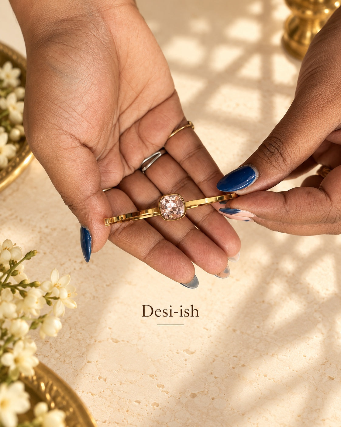 Desi-ish Pink Stone Anti-Tarnish Kada