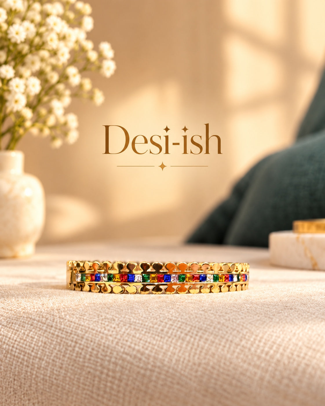 Desi-ish rainbow stone anti-tarnish kada