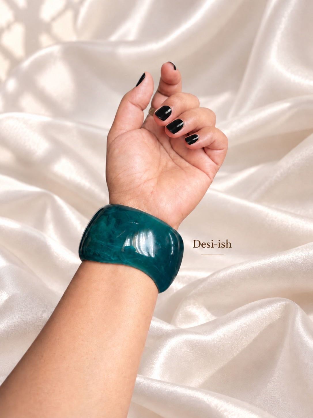 Chunky resin bangle - Deep Teal