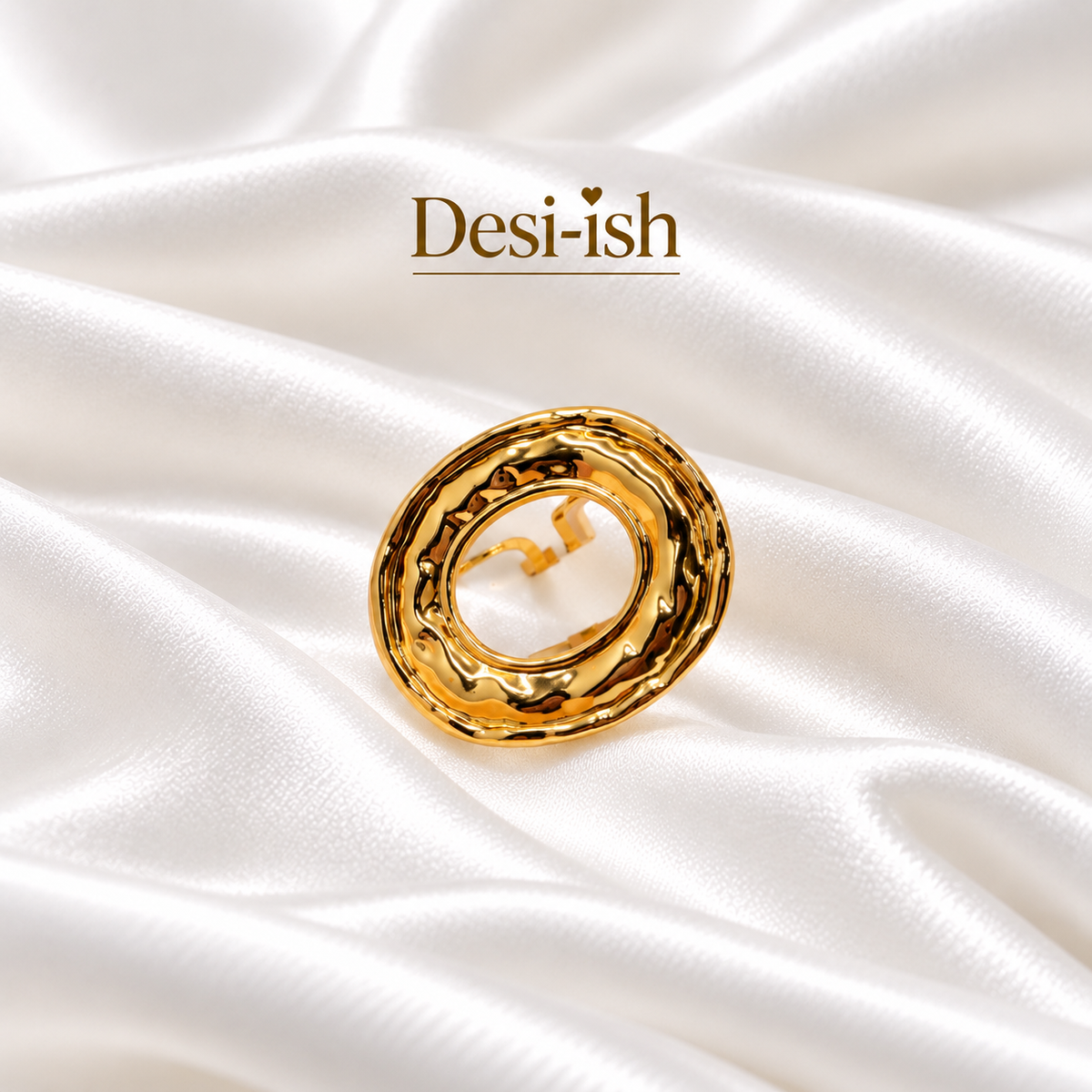 Ripple Circle Anti-Tarnish Adjustable Ring